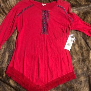 Reba fringe shirt in small NWT
